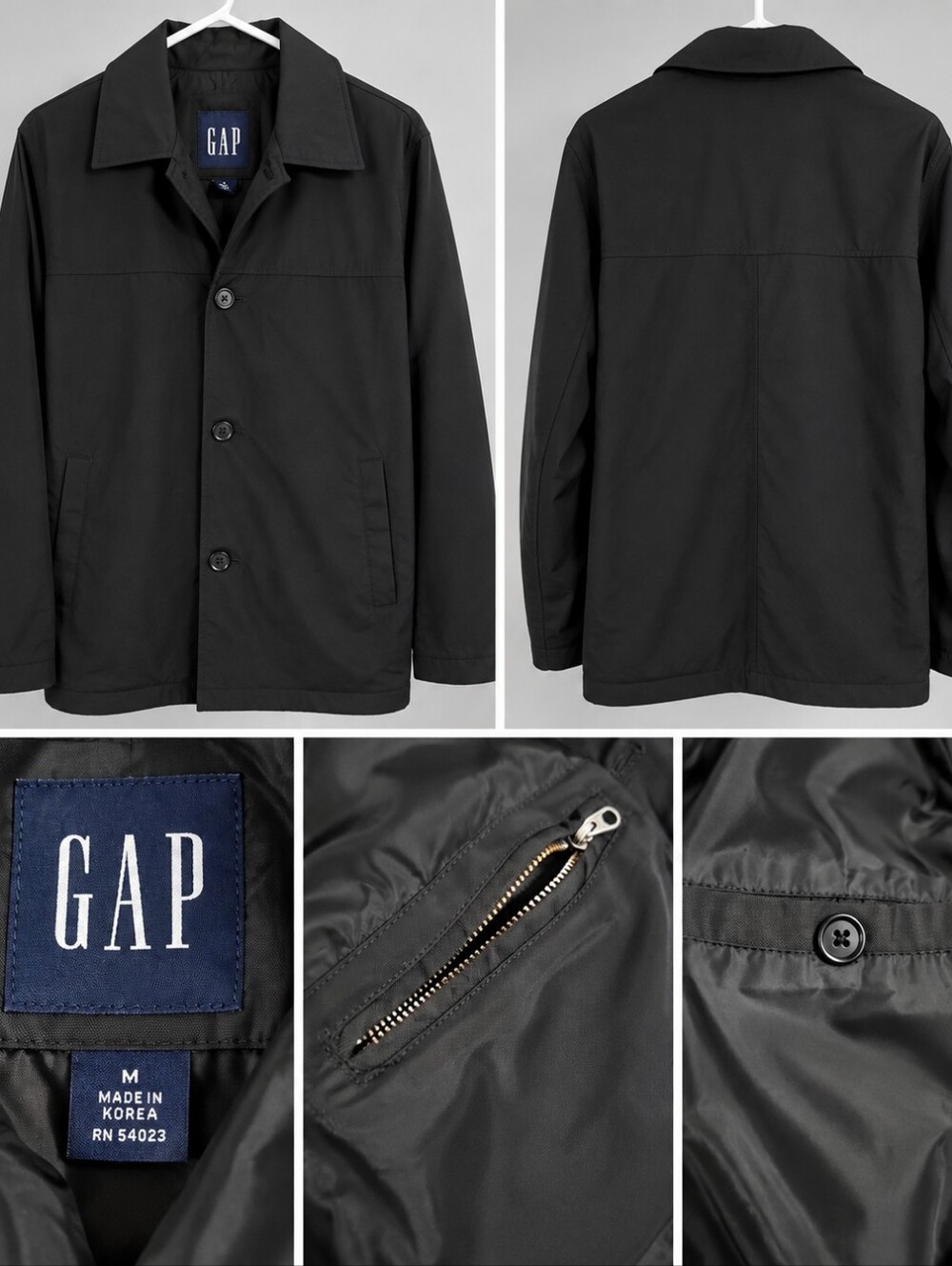 GAP Black Lightweight Button-Front Shirt Jacket